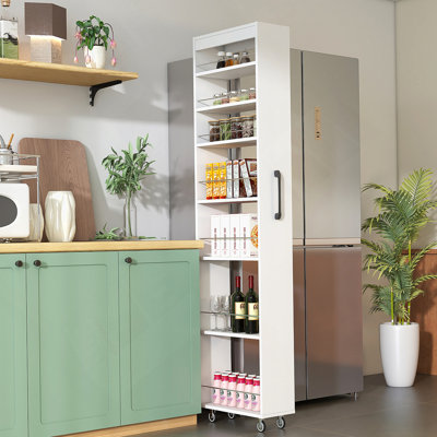 Étagère ouverte 7 côtés multi-fonctions avec rangement à un seul niveau pour la cuisine, le salon et les espaces étroits