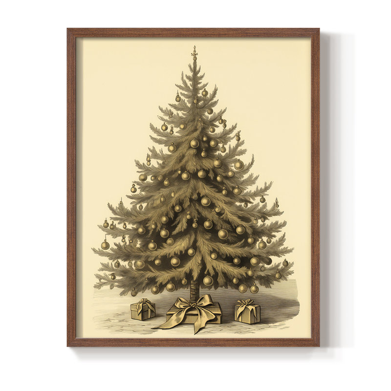 «Christmas Holiday Art CDL XXXII», reproduction d'art encadrée - bois massif, H 21 po x l 17 po, Noyer