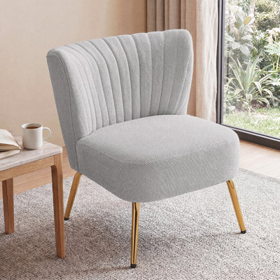 Chaise d'appoint rembourrée moderne de 28 po avec pieds en métal, petite chaise d'appoint sans accoudoirs confortable