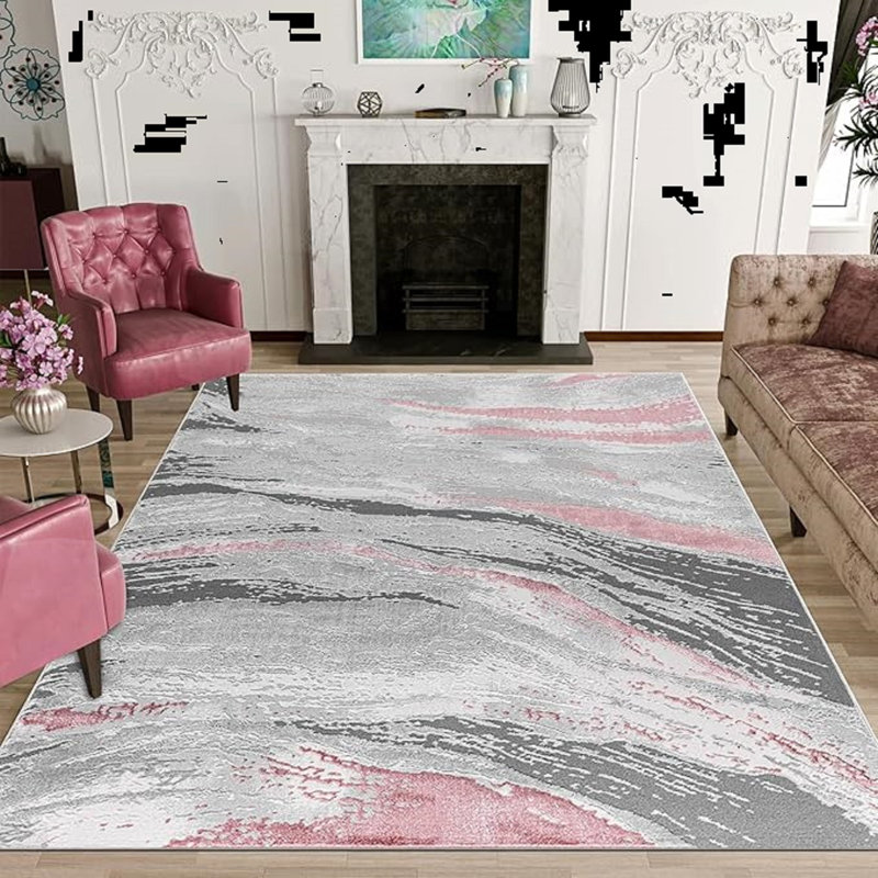 Abstract Flatweave Shag Area Rug, Rectangle 200 x 290 cm
