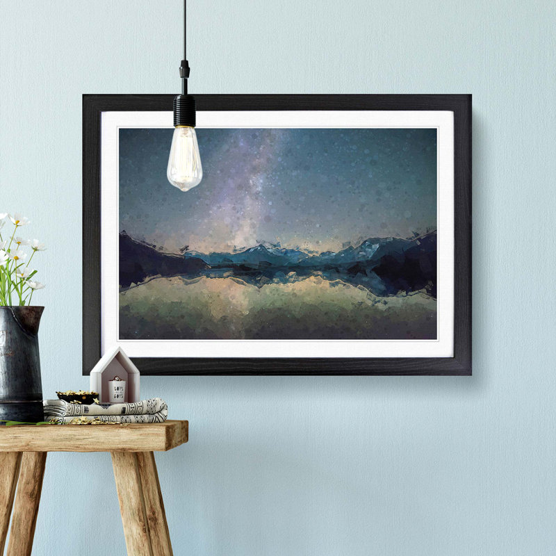 Mountain Star Reflection in Italy in Abstract - Picture Frame Graphic Art Print, Black Framed, 48cm H x 65cm W x 2cm D