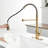 Hands Automatic Smart Faucet - Touchless With Modern Pull Down In Brushed Gold For Convenient Kitchen Use Stainless Steel 2-Inch Sensing Distance &
