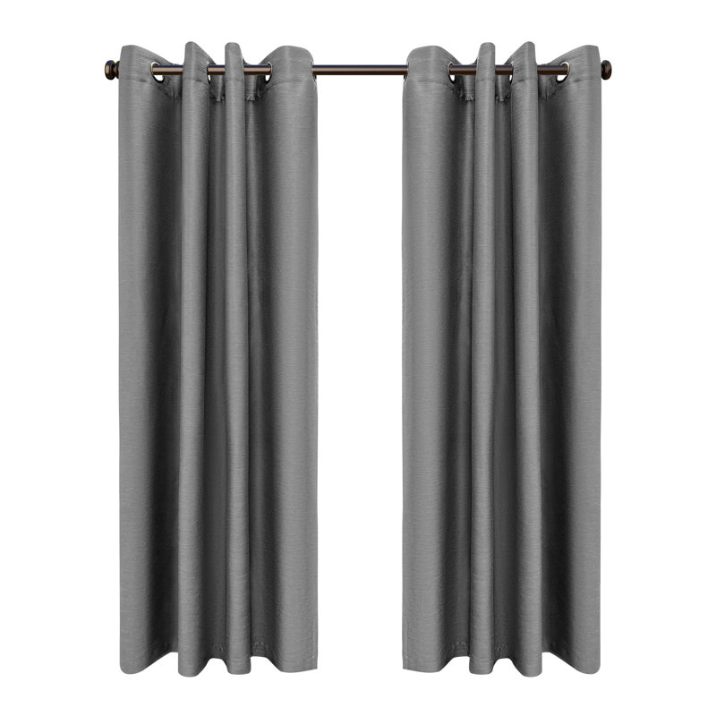 Woven Textured Room Darkening Grommet Panel Pair(2 Panels), 52" W x 108" L, Dark Grey