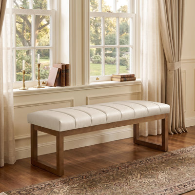 Banc rembourré en similicuir de 53 po de largeur