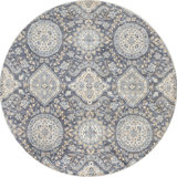 Hand-Knotted High-Quality Gray Round Area Rug