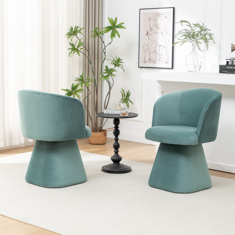 Chaise rembourrée pivotante en velours Dantzler, Vert