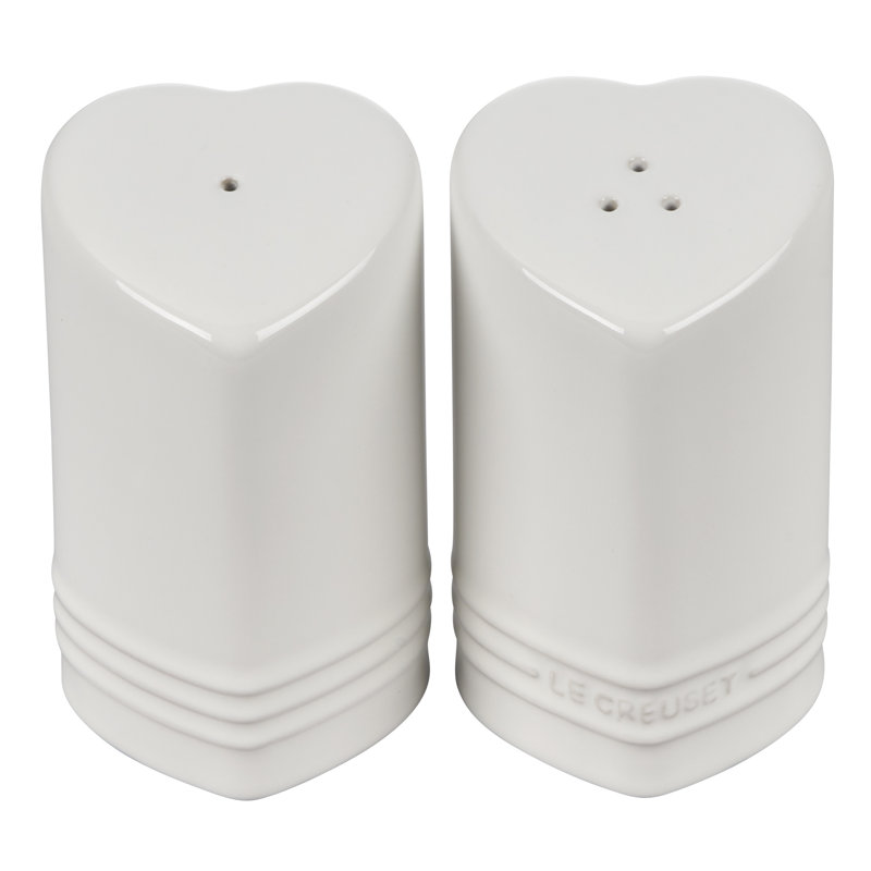 Figural Heart Salt & Pepper Shaker Set, White