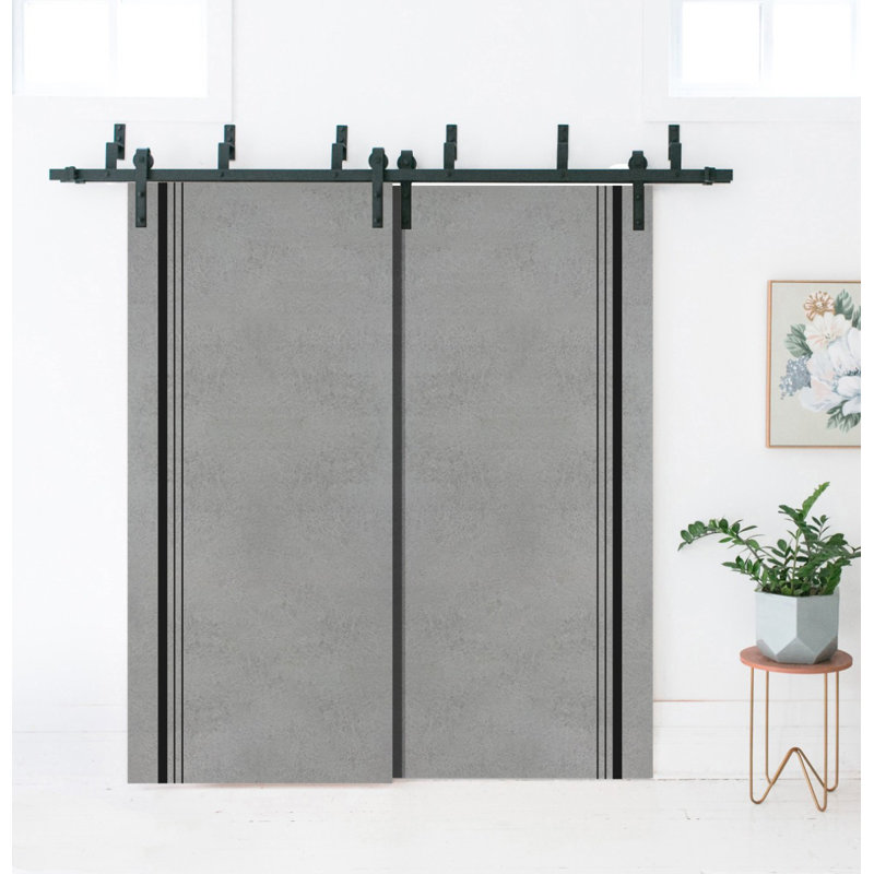 Porte de grange en bois massif massif, 48 po x 96 po, Béton