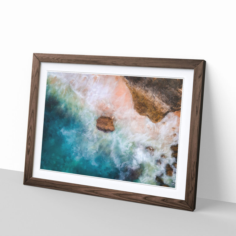 Beach Waves - Picture Frame Painti, 33cm H x 45cm W x 2cm D, Walnut