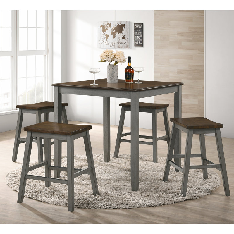 Haikey 4 - Person Four Leg Dining Set, Light Gray, Light Gray