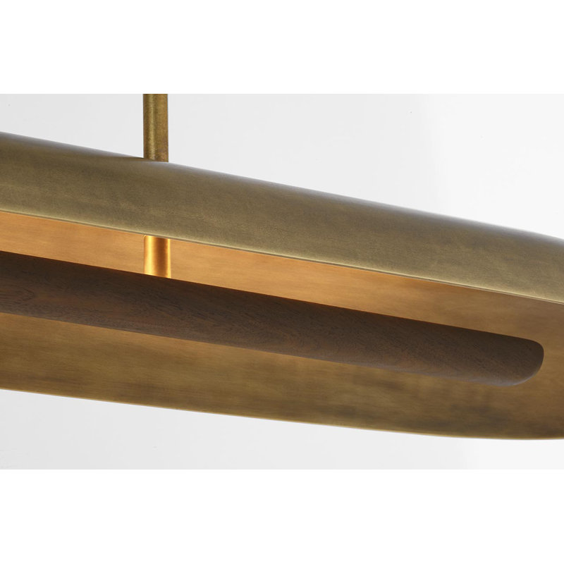 Anne-Marie Barton Remi 60" Linear Pendant, Mottled Brass and Warm Walnut