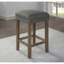 Ensemble de table de salle à manger 3 pièces de style transitionnel 1X Table 2X Tabouret Siège rembourré Garniture cloutée Port USB Finition grise et grise brossée-2056586386-2056586385-2056586390