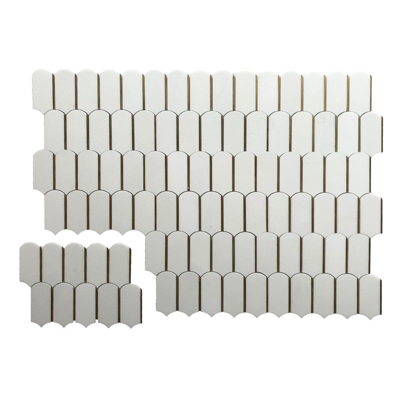 Carreau de mosaïque blanc et or Thassos