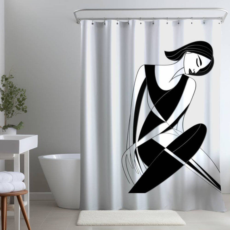 Shower Curtain FI102 – Polyester Shower Curtain, Dye Sublimation Print, 71" W × 74" L