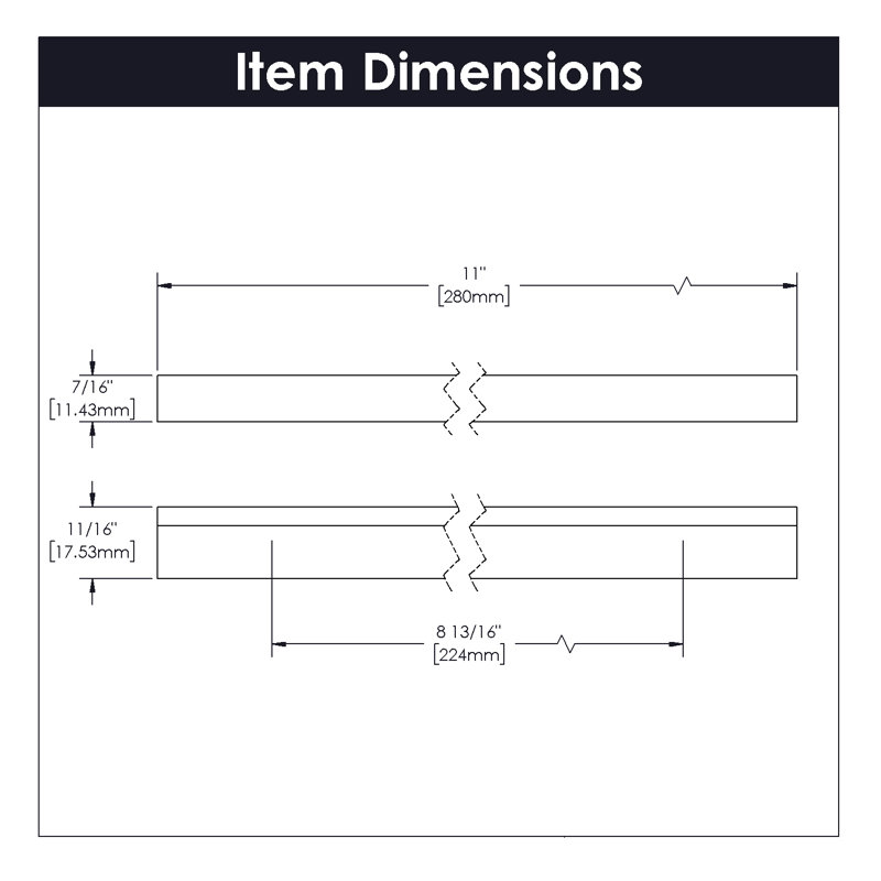 Streamline 8 13/16" Centre Bar Pull Multipack, Flat Onyx
