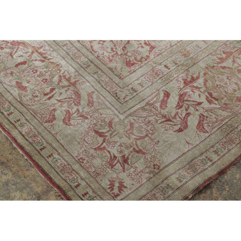 Antique   Rug In Red With Ivory Florals And Medallion - Rug & Kilim