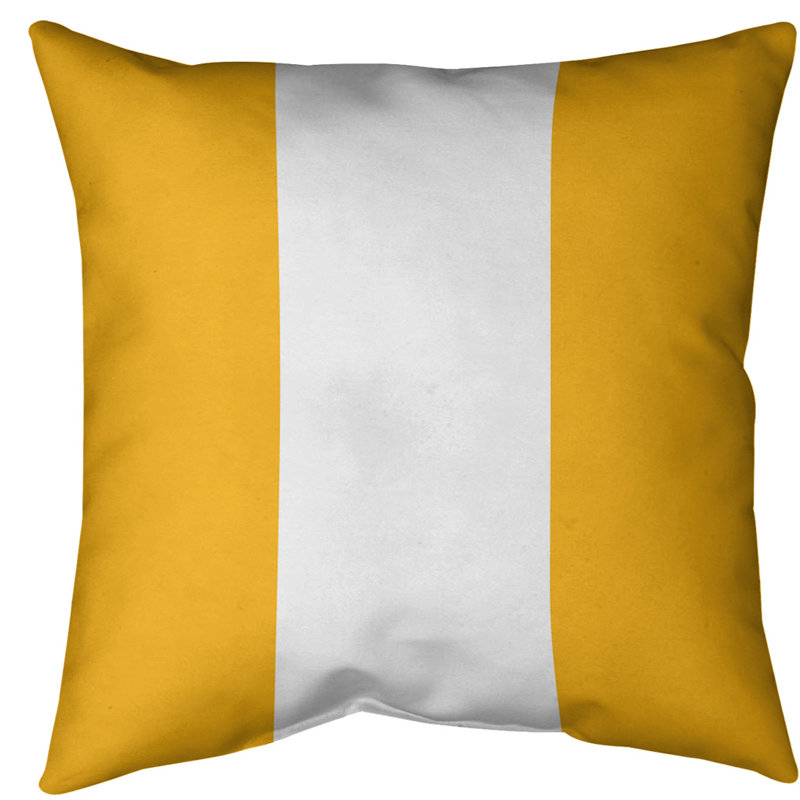 Coussin décoratif d'intérieur/d'extérieur, 18 po x 18 po, Doré / Blanc