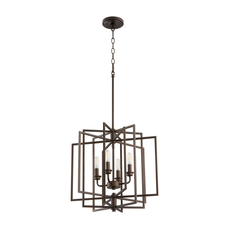 Lustre géométrique à 4 lumières Melora, Bronze huilé