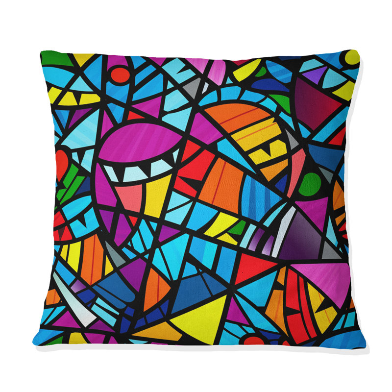 Colorful Modern Mosaic IV - Coussin décoratif moderne, H 16 po x l 16 po
