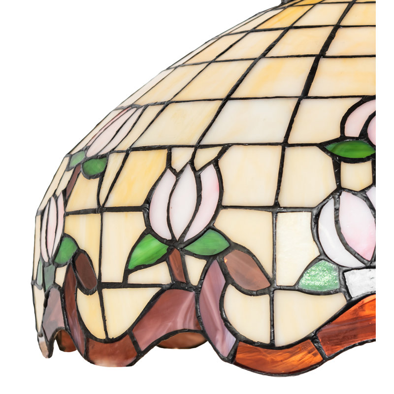 Large abat-jour de rose de 20 po, H 12 po x l 20 po x P 20 po, Brun / rose / vert / beige