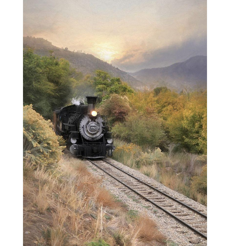 «Red Barrel Studio® Deiter, Lori Gallery, art sur toile tendue: train de Durango au coucher du soleil», H 47 po x l 36 po