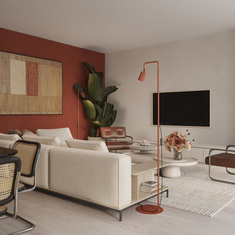 Karbon Powder Coated Column Floor Lamp, 30x30x160 cm, Red Ochre
