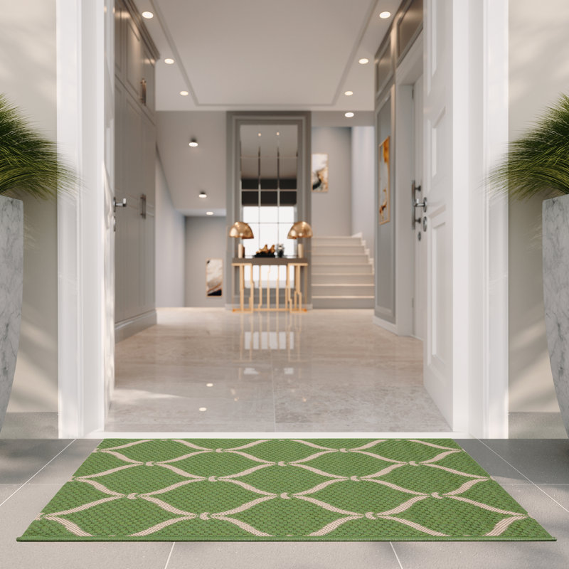 Courtyard Power Loom Polypropylene Plastic; Polyester Geometric Indoor / Outdoor Rug