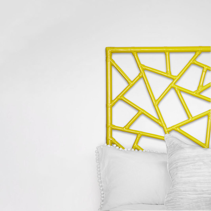 Tiffany Wicker/Rattan Open-Frame Headboard, Twin, Sunflower Yellow