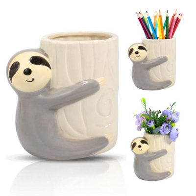 Sloth Utensil Holder - Kitchen Crock Storage Holder - Sloth Gifts Holiday Decor - Glazed Ceramic Organizer