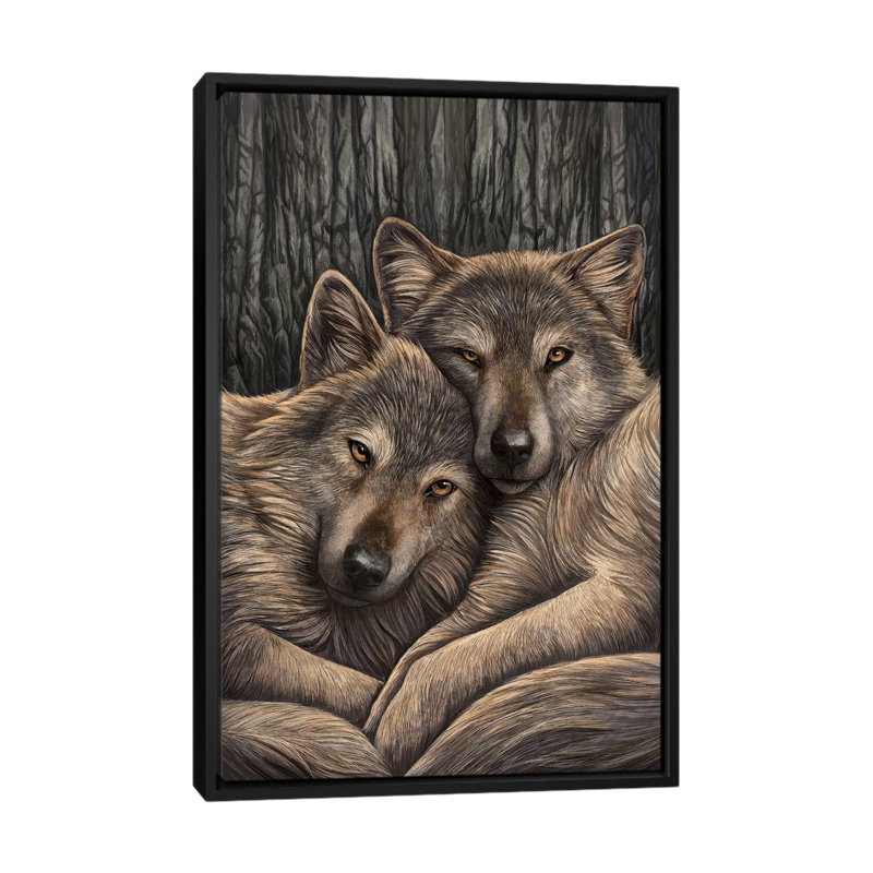 " Loyal Companions " by Lisa Parker, 26" H x 18" W x 1.5" D, Black Framed Canvas, No Mat