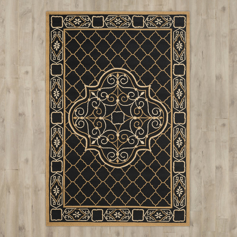 Gresham Palace Hand Hooked Performance Geometric Rug, Rectangle 5' x 8'