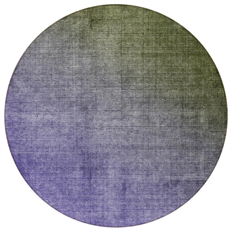 Tapis d'intérieur rond lavable ombré vert olive et mauve 8 pi HomeRoots