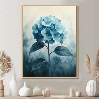 Bleu sarcelle hortensia dans un champ monochrome - hortensia art mural