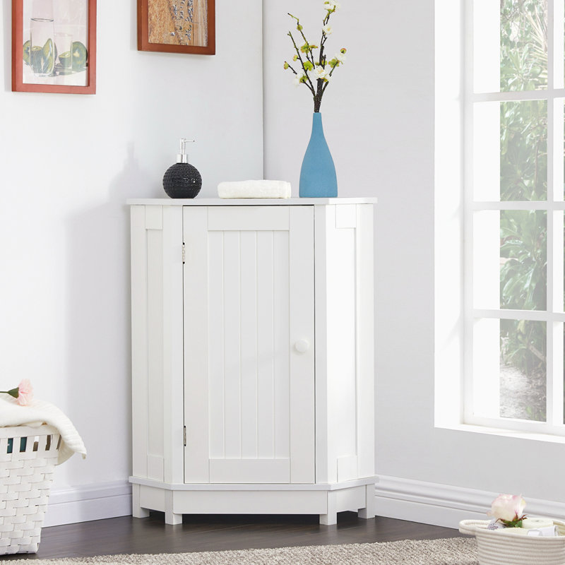 Armoire de rangement d'angle blanche avec plateau réglable