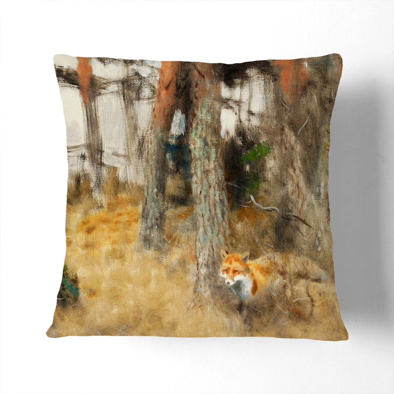 Roaming Fox Square Throw Cushion, 40cm H x 40cm W x 15cm D