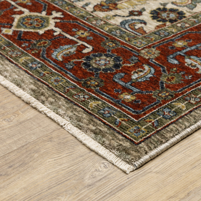 Tapis oriental ivoire / rouge Hovis, Rectangle 3 pi 3 po x 5 pi
