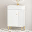 Meuble-lavabo de 21,6 po avec lavabo en céramique, tablette ouverte à droite, surface 24Vb06-21Whr, revêtement imperméable de rangement blanc, élégant