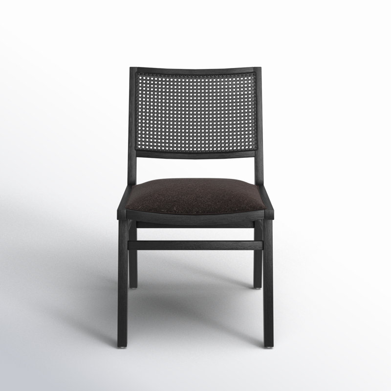Sage Upholstered Dining Chair, Brushed Ebony Beech, Black Linen Blend