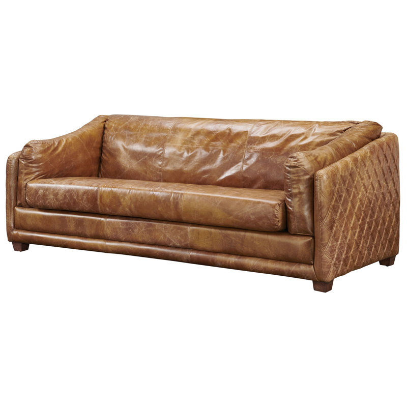 Bastimentos Upholstered 83 " Sofa, Light Brown Genuine Leather