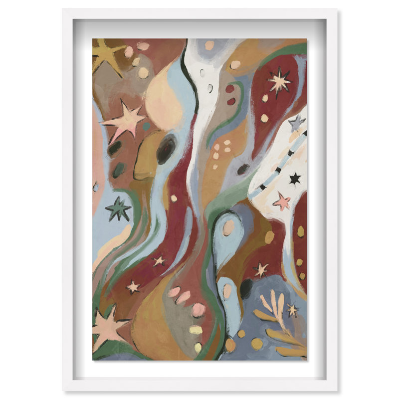Modern Folk II Shadowbox Abstract Print by Oliver Gal, Black Frame, 10 x 15, 55.5"H x 37.5"W, White Shadowbox