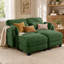 Canapé d'angle modulaire Gatton Channel capitonné, canapé 2 places en chenille avec 2 poufs amovibles, coussins d'assise en mousse haute résilience, design ergonomique incurvé-2101604135