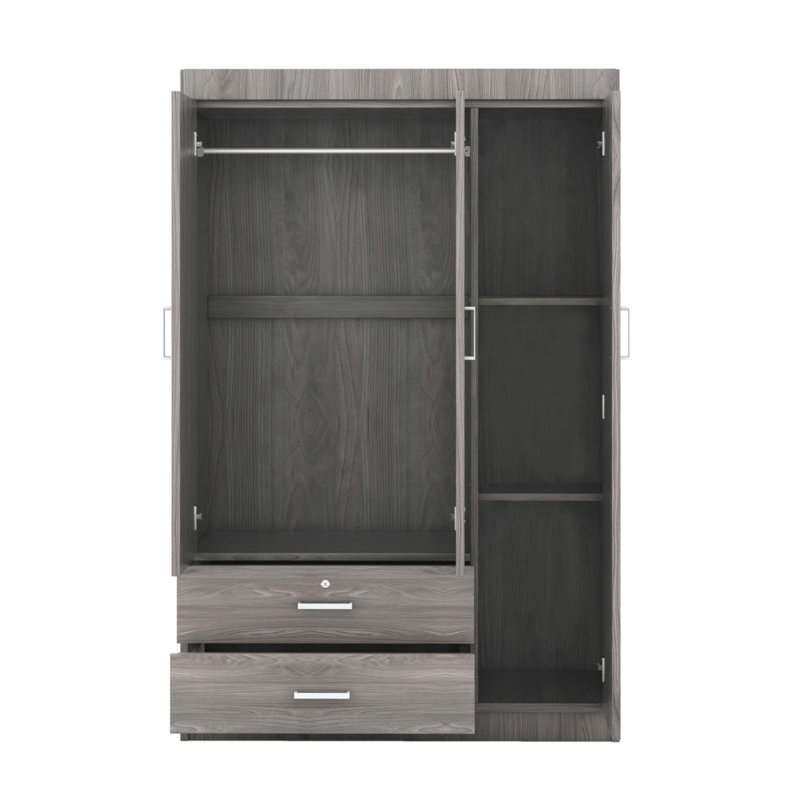Armoire 3 portes avec 2 tiroirs, effet grain de bois gris (OLD SKU: LP006001), Gris