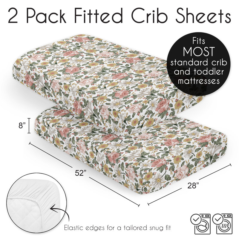 Ensemble de draps-housses à motif floral rétro par Sweet Jojo Designs