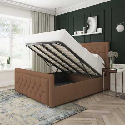 Maple Wool Upholstered Ottoman Bed Frame