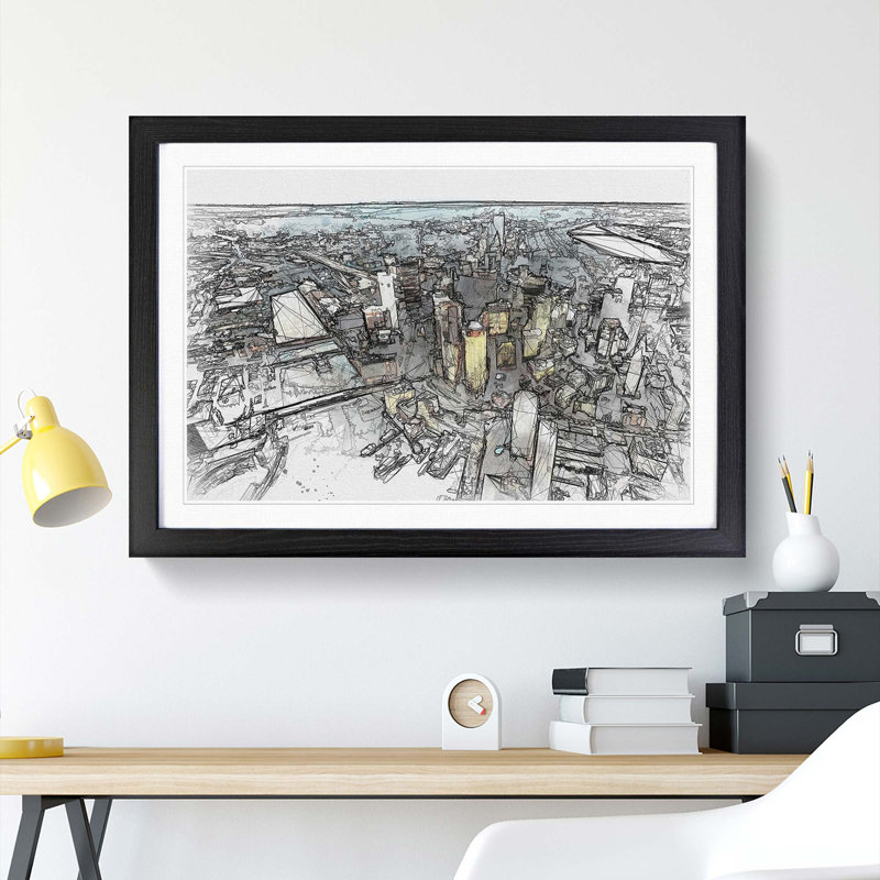 Boston Massachusetts in Abstract - Picture Frame Graphic Art Print, 36cm H x 48cm W x 2cm D, Black Framed