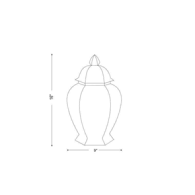Braganza White/Blue Jar, 16" H x 9" W x 8" D
