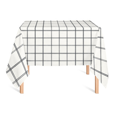 Grey On Cream Grid Tablecloth