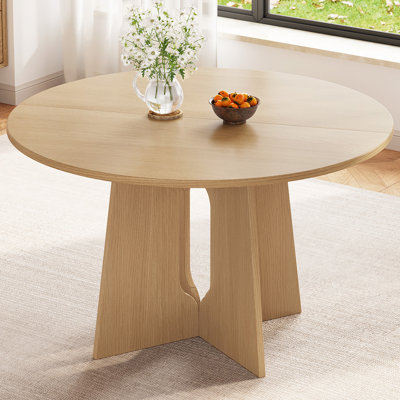 Abishan 47.24" Modern Farmhouse Round Dining Table for Kitchen, Dining Room,Office,Bar