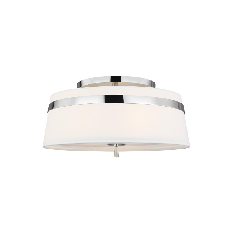 Rory Fabric Semi Flush Mount, Polished Nickel, 9.5" H x 19" W x 19" D