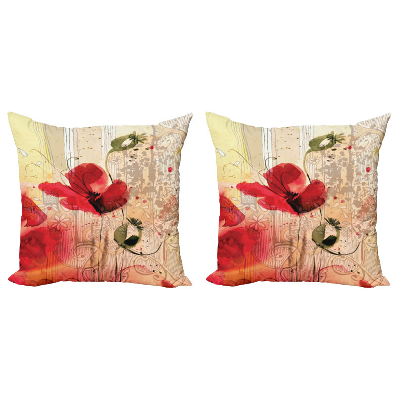 Ambesonne Flower Square Pillow Cover, 18" x 18"